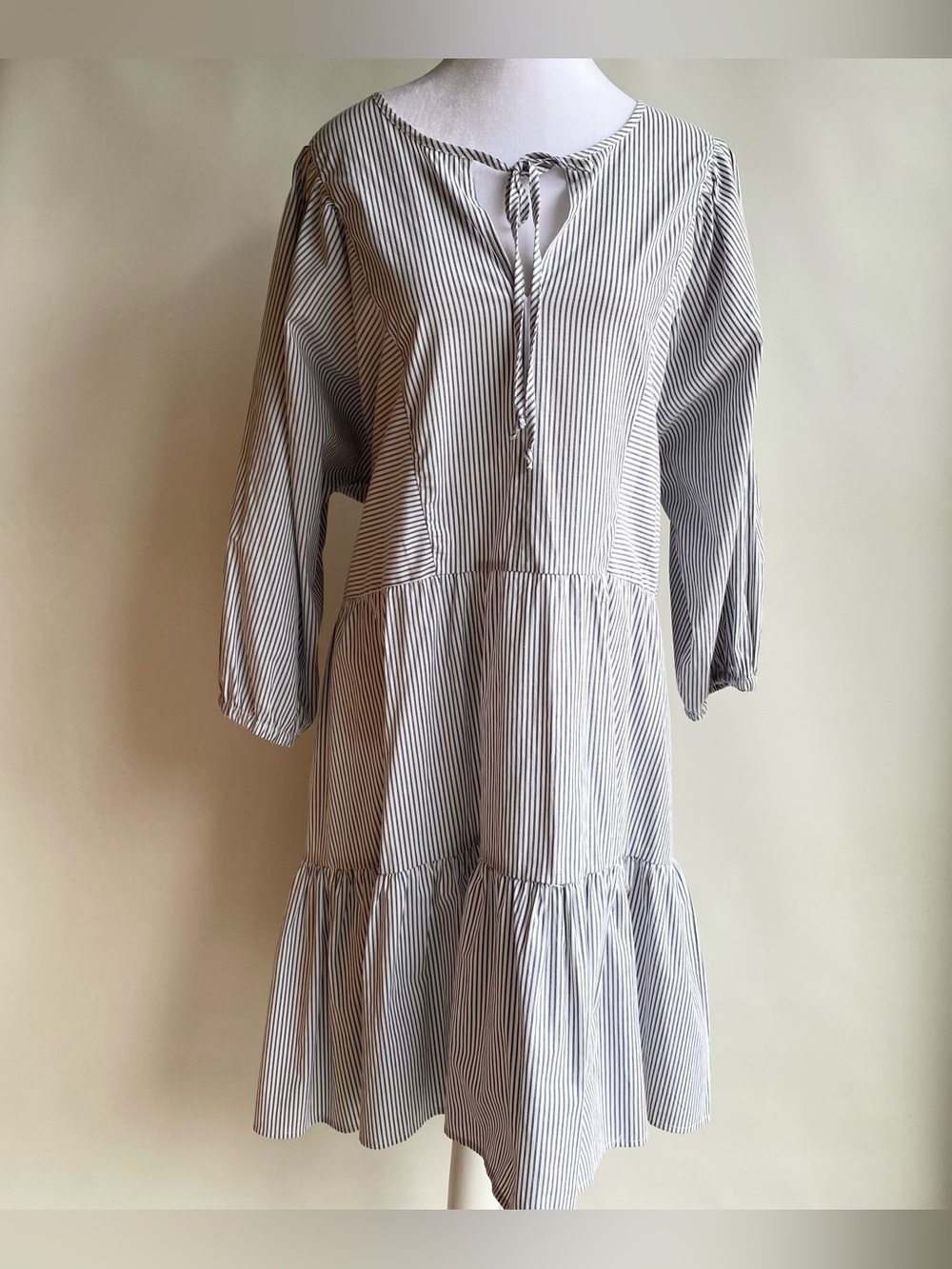 Bobeau Studio B striped tiered flowy midi dress summer coastal grandma 1X